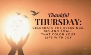 Cute Thursday blessings with cheerful flowers, warm sunlight, and an uplifting morning message